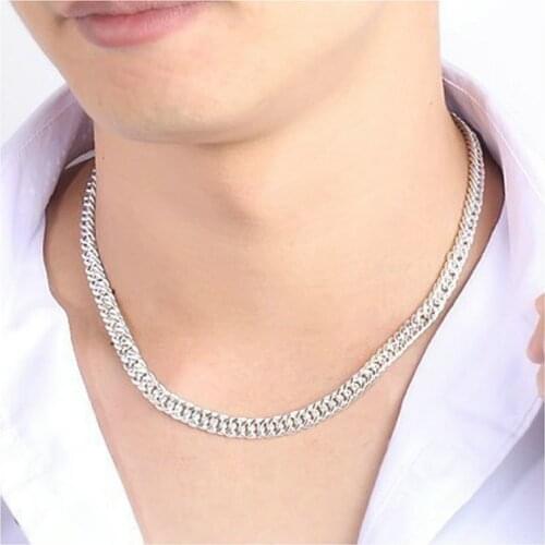 10MM Cool Mens Fashion Necklace wholesale silver plated necklace Male jewelry Horsewhip Chain Choker 20 22 24"