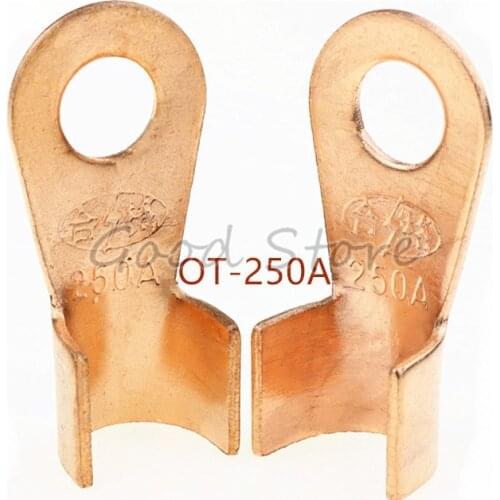 10pcs/lot OT-250A Battery Cable Connector Circular 10mm Splice Crimp Ring Terminal Cable Copper Lug 250A