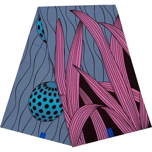 2019 African High Quality Ankara Veritable Guaranteed Real Wax Pink Floral Print 100% Cotton Sewing Material Fabric 6 Yard