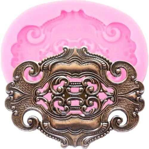 3D Flourish Scroll Medallion Cake Border Silicone Molds Frame Fondant Cake Decorating Tools Candy Clay Chocolate Gumpaste Moulds