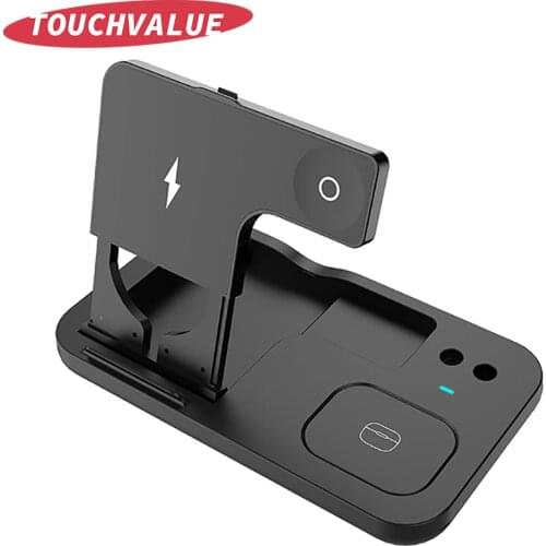 4 in 1 Wireless Chargers Stand For Apple Series Smartphone Watch Earphone Pencil Charging For Samsung Phone Black White