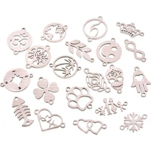 5pcs Stainless Steel Tree of Life Charms Fits Bracelet Connector Charm Bracelet Necklace for DIY Anklet Earring Jewelry Making