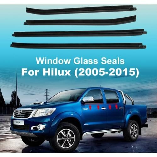 New 4 Pcs Car Window Door Glass Seal Belt Trim PVC Weather Strip Door Belts for Toyota Hilux SR5 / VIGO / MK6 PICKUP 2005-2015