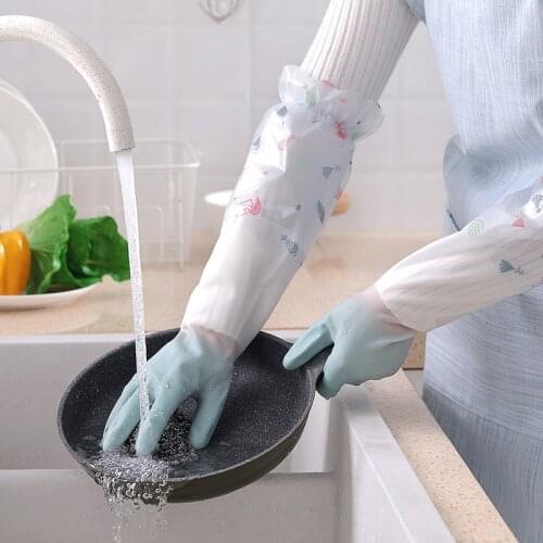 Plus Velvet Household Housework Cleaning Gloves Durable Rubber Waterproof Padded Dishwashing Gloves Kitchen Accessories
