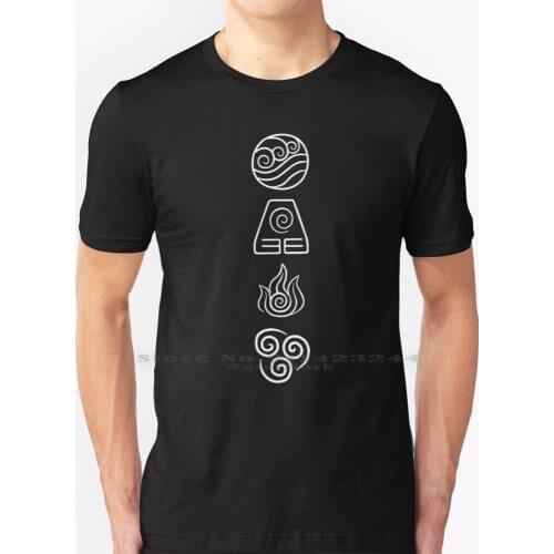 - The Four T Shirt 100% Pure Cotton Last Airbender Legend Korra Fire Water Earth Aang Katara Sokka Toph Zuko Suki Mako Bolin