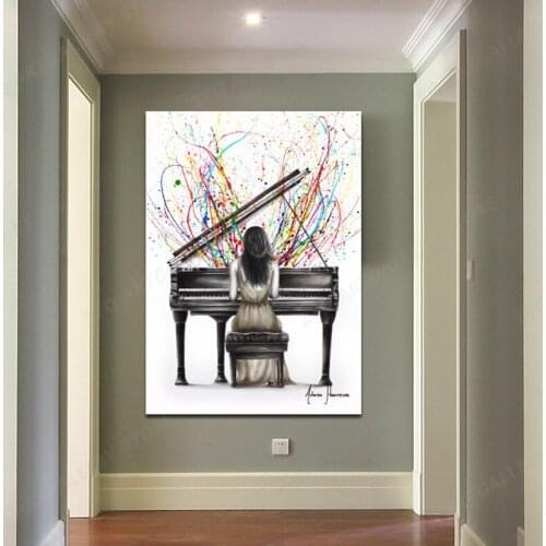 Grand Piano Solo Canvas Decoration Prints Poster Pictures Home Decor Living Room Bedroom Art Painting Abstract Singer