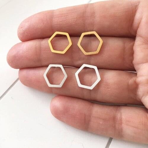 Minimalism Hexagon Earings Fashion Jewelry Stainless Steel Accessories Rose Gold Geometric Stud Earring boucle d'oreille femme