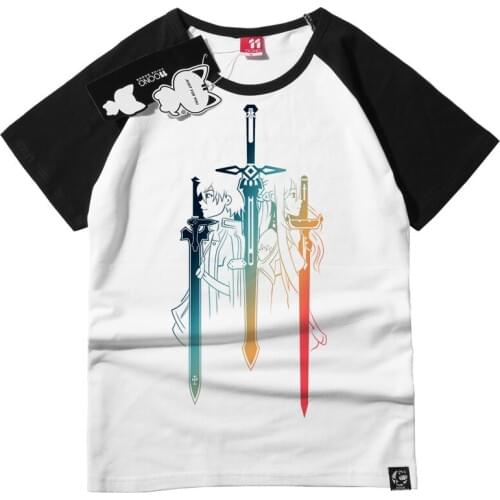 Cartoon Sword Art Online Tees Cotton Men Clothing Male Slim t shirt T-shirts Casual Short Sleeve Unisex T-Shirts Tops