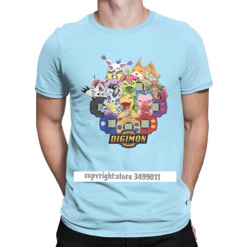 Men Adventure Team Tshirts Digimon Nostalgic Anime Cotton Clothes Humorous O Neck Tees Tee Shirts