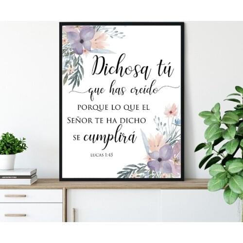 Spanish Bible Verse Canvas Painting Watercolor Flowers Prints Scripture Posters Wall Art Pictures for Living Room Home Decor