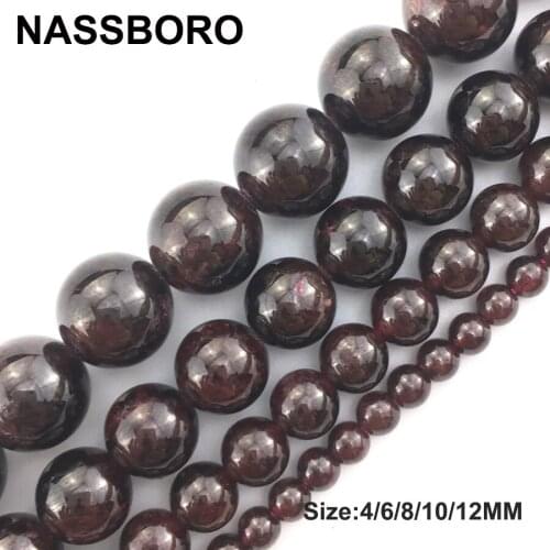 Natural Round Garnet Stone Beads Burgund Loose Beads For Jewelry Making DIY Bracelet Necklace Charm Stone Balls 4/6/8/10/12 MM