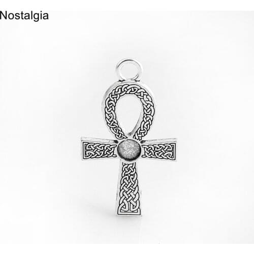 Nostalgia 10Pcs Ankh Antique Cross Charms For Jewelry Making Egyptian Pendants Christian Jesus 27*47MM