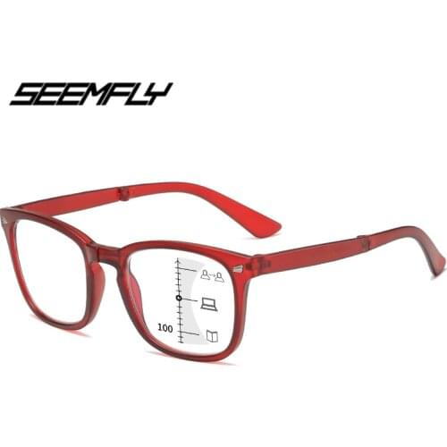 Seemfly Vintage Full Frame Anti Blue Light Reading Glasses Folding Progressive Multifocal Clear Lens Unisex Eyewear New