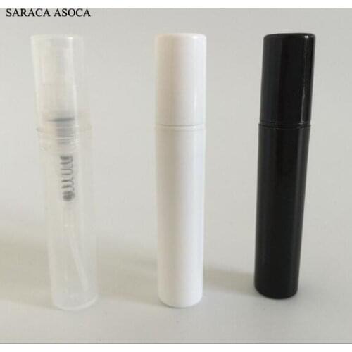 Wholesale 100pcs/lot 2ml black white plastic Bayonet Refillable bottle dull polish translucence Sample spray perfume bottles