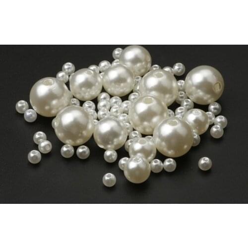 Wholesale White Acrylic Beads 4mm-20mm Imitation Pearl Round Beads for Jewelry Making Bracelet Handmade DIY Craft Accessories