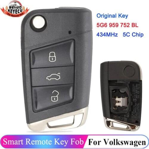 KEYECU 434MHz 5G6959752BL 5C Chip Flip Remote Keyless Go for Volkswagan Golf7 MK7 Polo Seat Tiguan Car Key Fob 5G6 959 752 BL