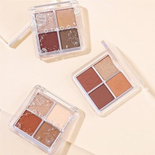 4 Color Eyeshadow Palette Peach Waterproof Long Lasting Shimmer Matte Eye shadow Soft Smooth Shadow Primer Makeup