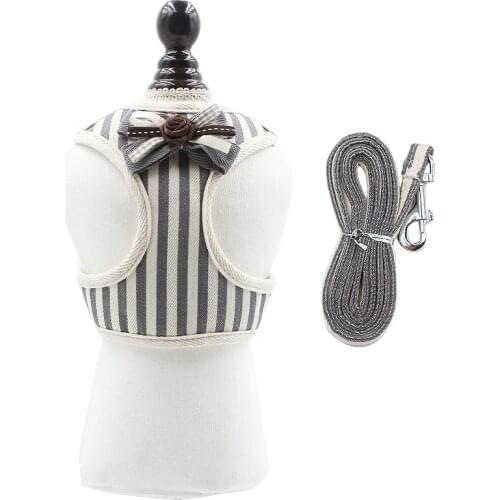 Pet Cat bow Vest Leash Adjustable Dog Chest Strap Puppy Breathable Cute Belt Collar Traction Rope Bow Tie For Small Dog Cat