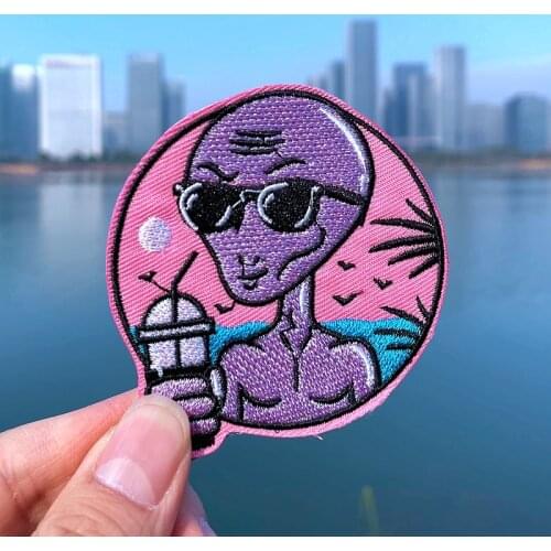 Prajna Space Alian Patch Embroidered Patches For Clothes UFO Badge Iron On Patches For Clothing Adventure Patch Sticker Applique