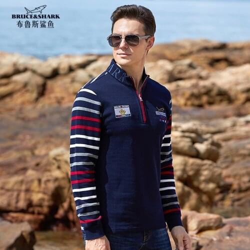 Bruce&Shark Mens Polo Shirts Full Sport Casual Fashion Embroidery Loose all Season Wear 98%Cotton Stretch Thicken Fabric 4XL