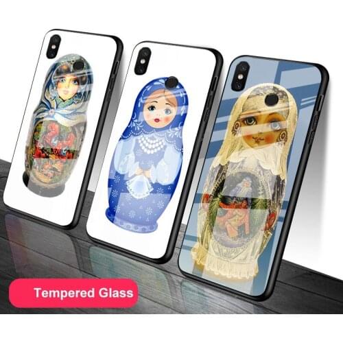 Chocolate Russian Painted Tempered Glass Phone Case For Redmi Note 5 6 7 8 9 Pro Note8T Note9S Redmi8 9 Cover Shell