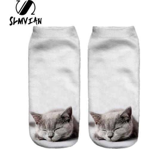 SLMVIAN 3D Fashion cat Printing Women Unisex Socks Pattern Meias Feminina Funny Low Ankle Socks