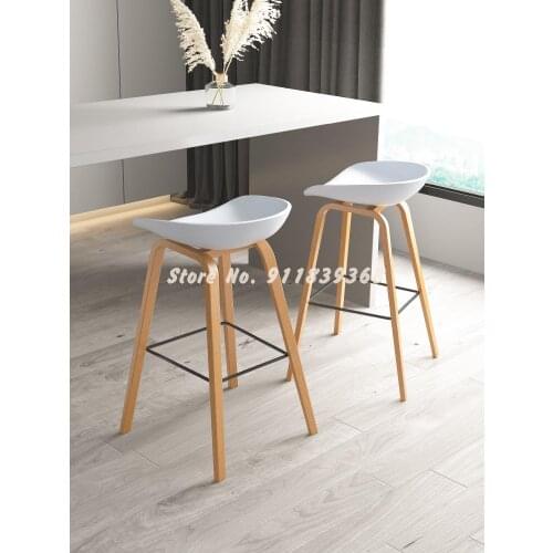 Modern Simple Bar Chair Solid Wood Bar Chair Creative Bar Chair Home Designer High Stool Nordic Front Desk Chair