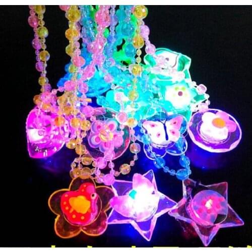 LED Light Up Cartoon Pendants Necklace Christmas Kids Adults Party Favors Creative Luminous Glow Necklaces Acrylic Lanyard