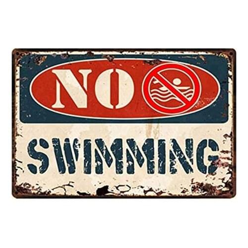 Nobrand No Swimming Vintage Metal Tin Sign 20x30 cm Poster Public Decor Wall Art Painting