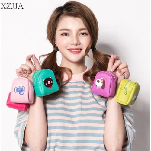 XZJJA Earphone Wire Case Data Line Cables Storage Box Cute Animal Portable Zipper Women Girl Coin Purse Organizer Earphone Bags