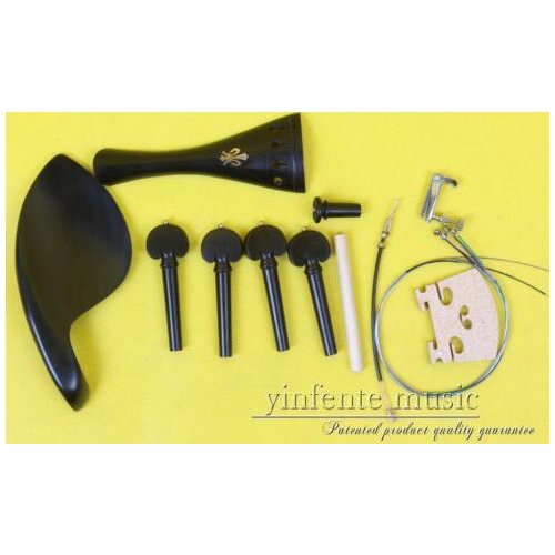 1set Violin Parts Ebony wood peg chinrest tailpiece tail gut endpin etc