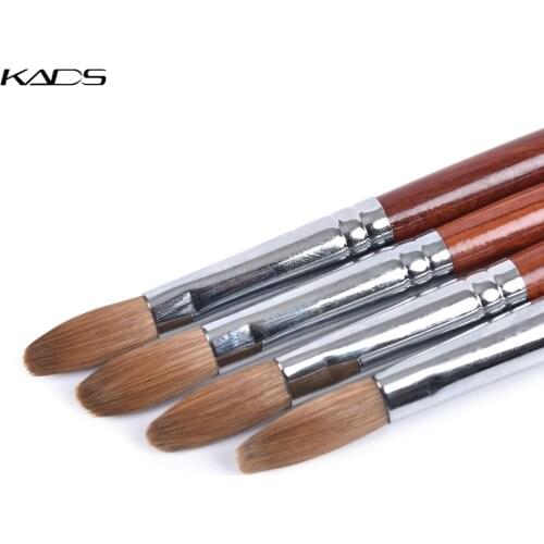 1PC Kolinsky Sable Acrylic Nail Art Brush Crimped Brush Red Wood Pen UV Gel Carving Pen Brush for Nail Extension Manicure Brush