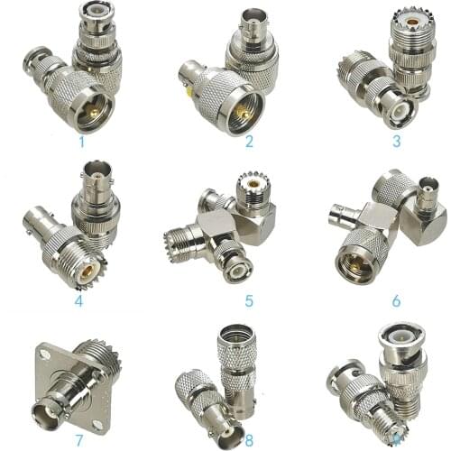 1Pcs UHF SO239 PL259 Mini UHF to BNC Right angle & Flange Straight RF adapter connector