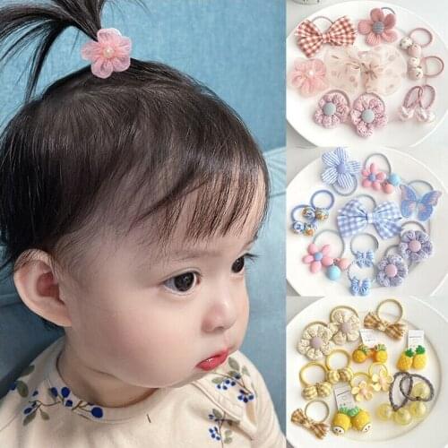 10/11/12/16pcs/Set Kids Elastic Hair Bands Flower Bows Girl Hair Ties Rings Rope Jelly Balls Ponytail Holder Hair Accessories