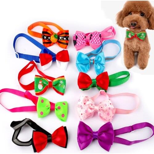 10pcs/lot Lovely Dog Bowtie Collar Christmas Halloween Pet Bowtie Decoration Dog Accessories For Small Dogs Cats Yorkshire