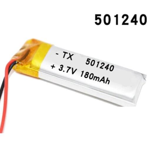 3.7V 180 mAh 501240 Battery Li-Polymer Rechargeable Battery 501240 Li Po Lithium Cells for GPS Bluetooth Earphone MP3 MP4 051240