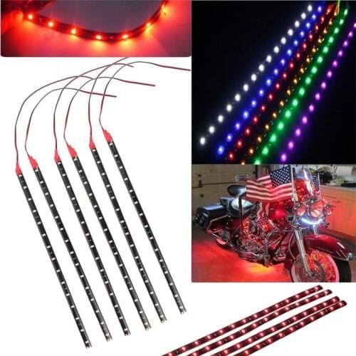 6Pcs/set Waterproof Multi Color DC12V Motor LED Strip Underbody Light For Car Motorcycle