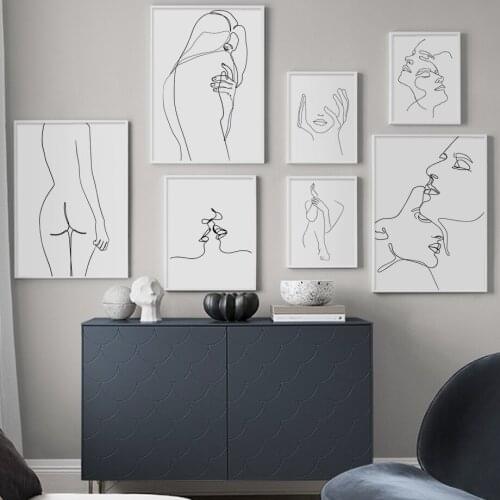 Abstract Minimalist Sexy Line Woman Wall Art Canvas Painting Nordic Posters And Prints Wall Pictures For Living Room Home Decor