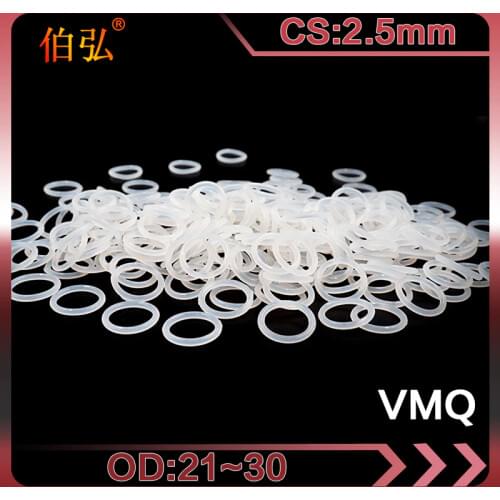 5PCS/lot White Silicon O-Ring Silicone/VMQ OD21/22/23/24/25/26/27/28/29/30*2.5mm Thickness Rubber O-Ring Seal Gaskets Washer