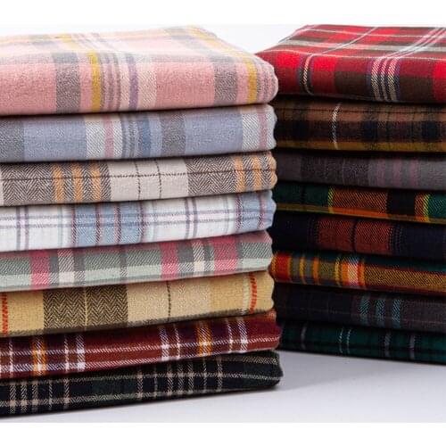 Free shipping 145x50cm High quality cotton twill new cloth sanding soft fabric yarn dyed Christmas Plaid Shirt cloth 280g/m