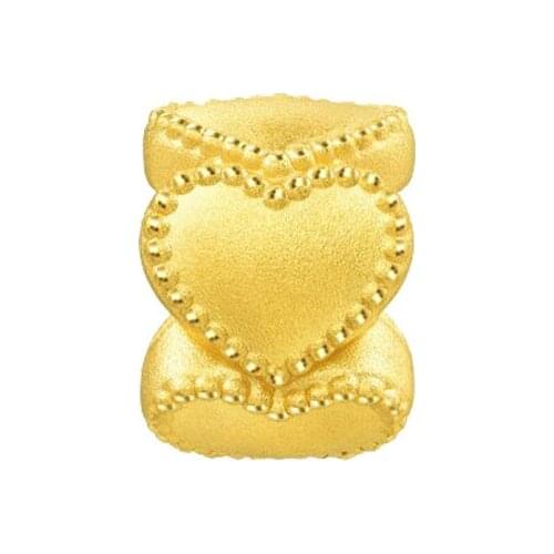 Pure 24K Yellow Gold Bracelet Women 999 Gold Heart Round Bracelet Children Bracelet