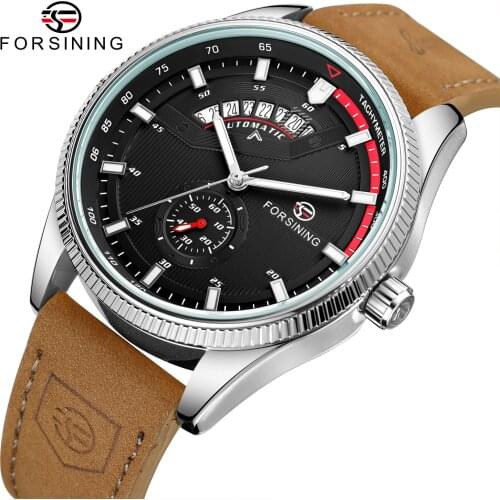 FORSINING 2021 Military Watch Sport Mechanical Mens Watches Brand Luxury Leather Strap Automatic Male Clocks часы мужские Gift