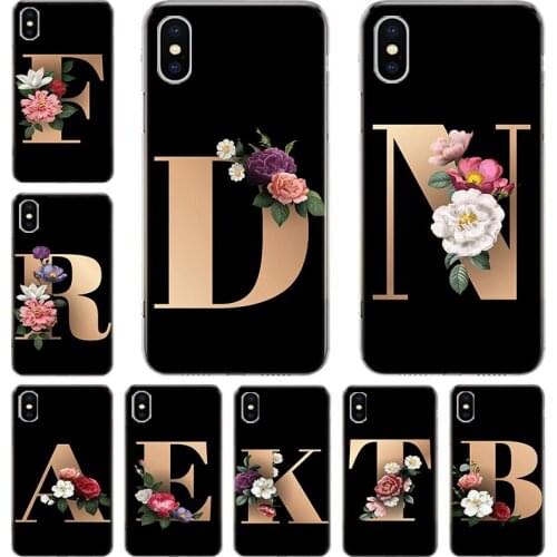 Flower 26 English Name Letters Phone Case For Iphone 12 Mini 11 Pro XS Max XR X 8 7 6 6S Plus SE 2020 5 5S SE Cover Shell Coque
