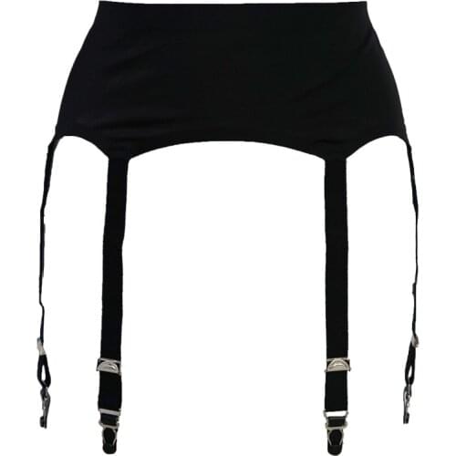 Black Women Seamless Panties Garter Belt 6 Wide Straps Vintage Metal Buckles Sexy Belt For Stocking Wedding Lingerie S504B