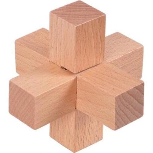 Wooden Cross Puzzle IQ Burr Brain Teaser Game for Adults Children