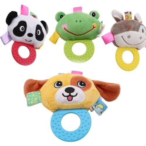 Baby Rattles Toy Soft Hand Bell Toddler Rings Interactive Cute Cartoon Animal Plush Toys For Baby Development Toy