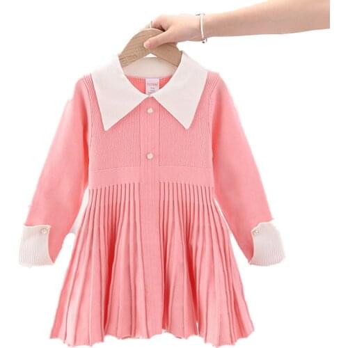 Childrens Knitted Dress Girl Princess Skirt Girl Long Sleeve Sweater Knitted Dress Girl Sweater Knitted Dress Two Piece Jacket