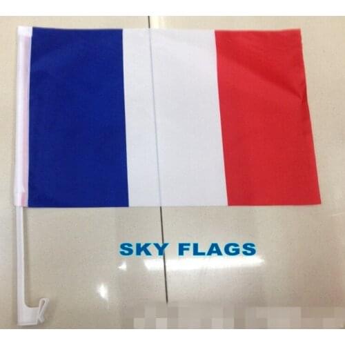 France French Country Car Window Vehicle 12"x18" Flag Vivid Color and UNFade Canvas Header and polyester material Banner
