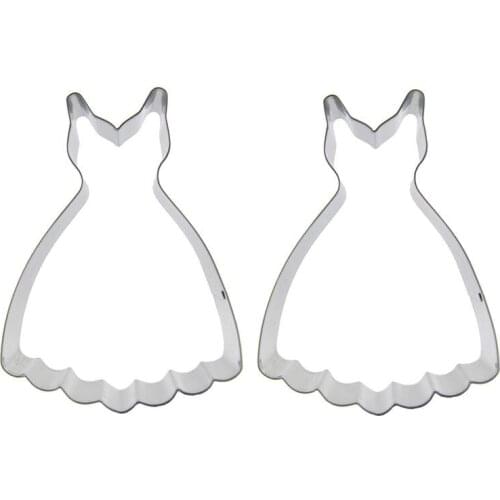 Wedding dress shape 2 piece biscuit cutting molds, baking tools, cake decorating soft candy tools