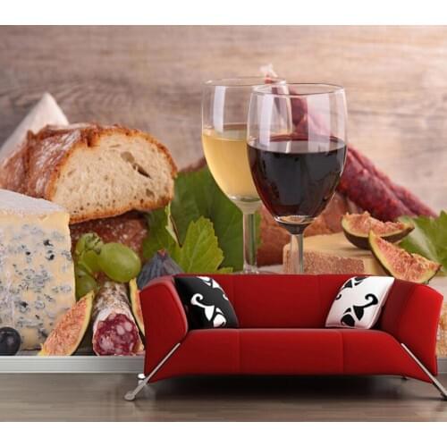 Custom kitchen papel DE parede, cheese, sausage, wine murals for restaurant bar background decoration wallpaper